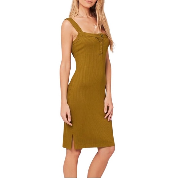 L*Space Louise Ribbed Knee Length Tank Dress Moss XS - Picture 1 of 11